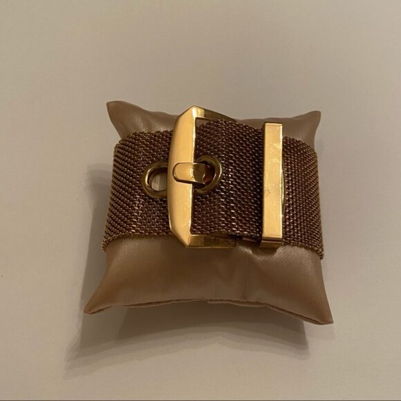 VINTAGE ERICKSON BEAMON BRACELET WIDE GOLD TONE MESH BELT BUCKLE LOOK 7” - 7.5” - Picture 8 of 16
